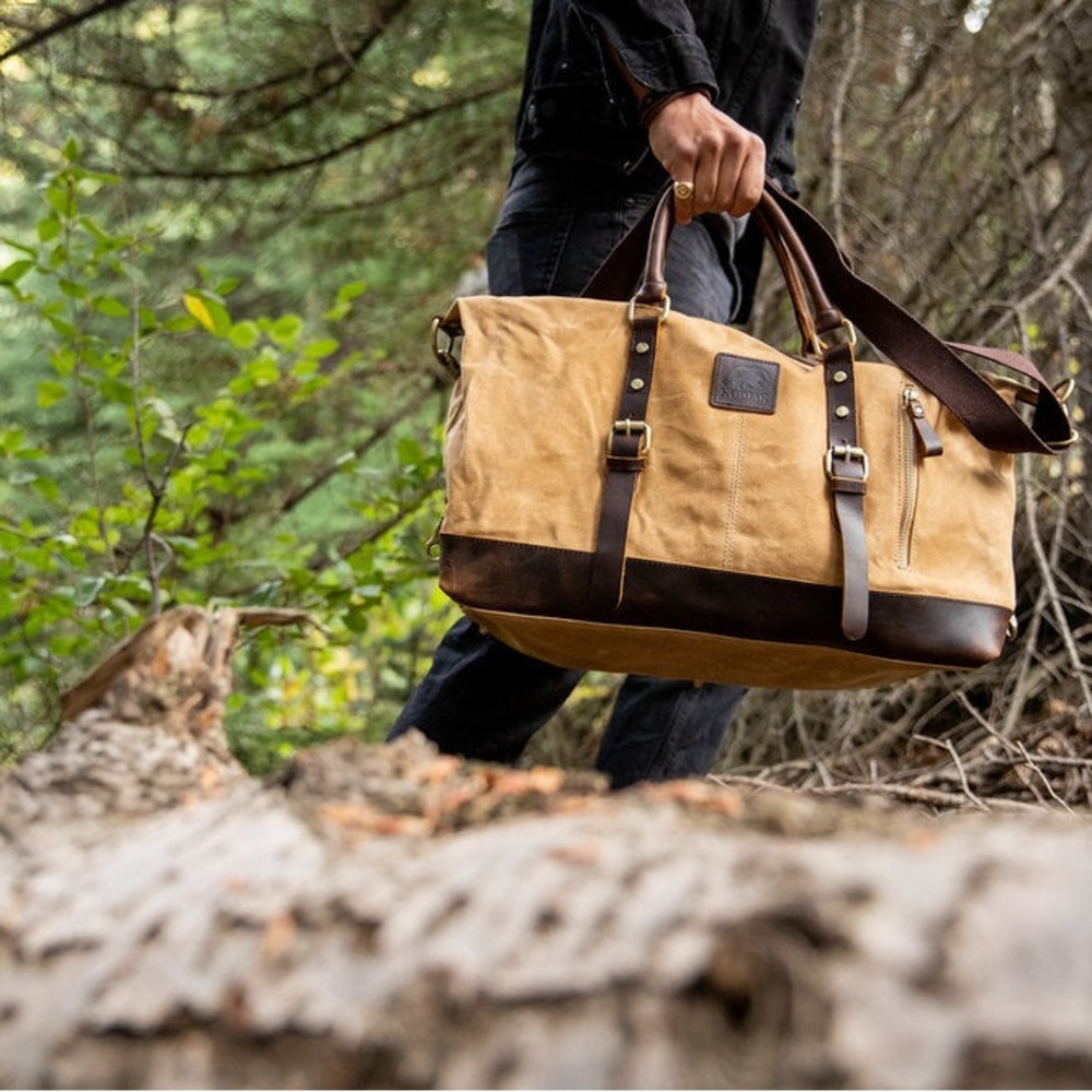 Kodiak 25L Augustine waxed canvas leather trim duffel bag(missing strap)